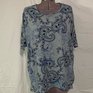 LuLaRoe Irma in grey and blue paisley